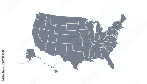 United States of America map with state boundaries.