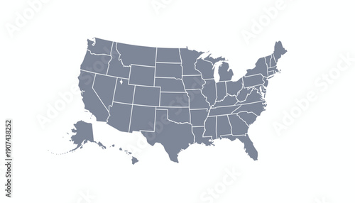United States map with state boundaries.