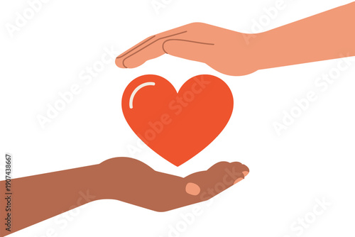 Minimalist Illustration of Hand Holding Red Balloon