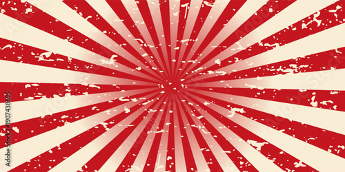 vintage japan red rising sun, sun ray vintage red rising sun background. vector illustration of a rising sun background with a grunge texture.eps.10.