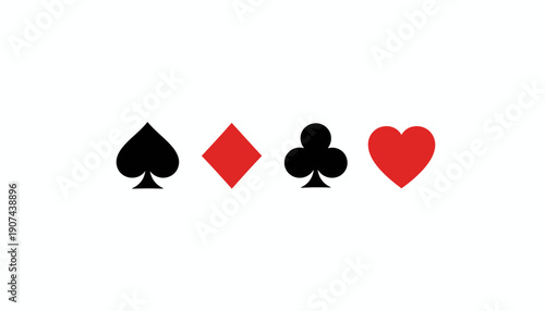 Four playing card suits arranged in a row on a white background.