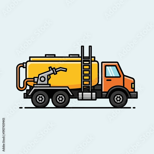 Fuel Tank Truck Vector Icon. Gasoline and Oil Delivery Lorry Flat Illustration. Transportation and Logistics Vehicle Graphic.