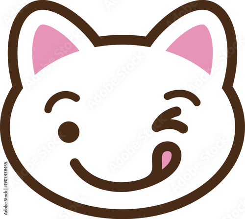 Yummy emoji. Cute winking cat licking tongue