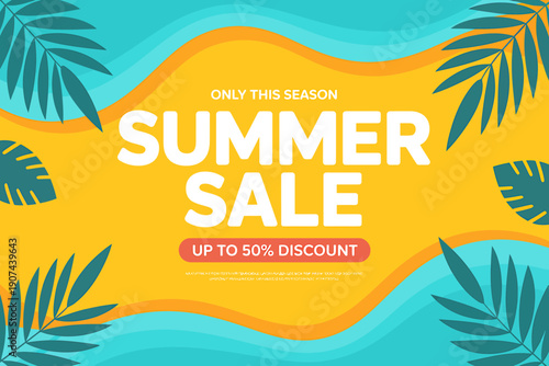 A bright summer beach scene with palm trees, blue ocean, warm sunlight, and a relaxing tropical holiday vibe