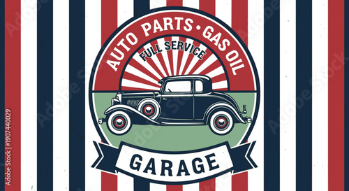 Vintage car service and gas station metal sign. Gas station for car, metal grunge banner illustration. Transparent background SVG version.