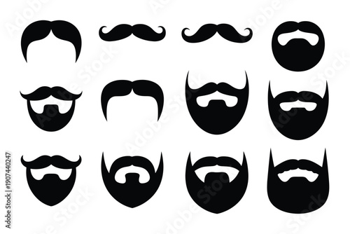 Black Facial Hair Styles Illustration Set