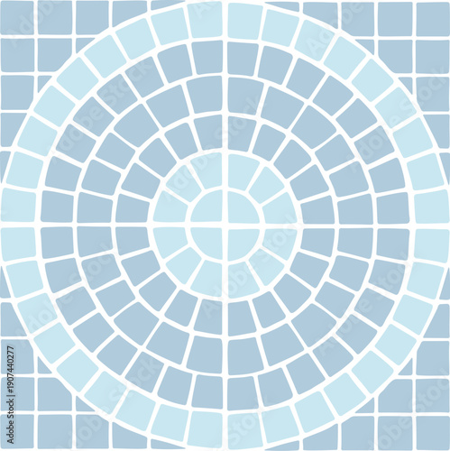 Stone rosette pattern. Promenade walkway decorative element