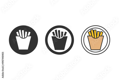 Black Circle Icon Featuring White French Fries