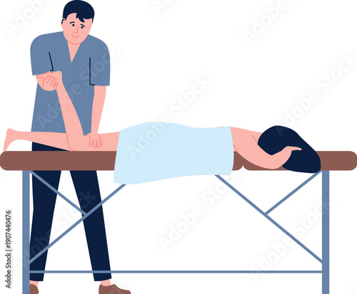 Leg massage. Professional physiotherapist adjust bone and muscle health