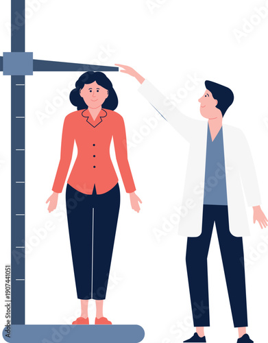 Doctor measure patient height. Healthcare research concept