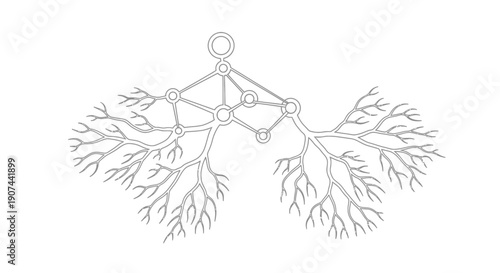 Abstract network of interconnected branches with circular nodes, symbolizing growth and connection