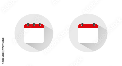 Simple calendar icon with long shadow. Date reminder symbol. Schedule sign