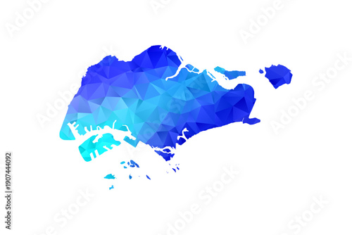 Singapore map - Polygon Style Vector Illustration in Blue Gradient, Low Poly Geometric Design, Isolated on White Background, Perfect for Infographics, Education, and Modern Presentations.
