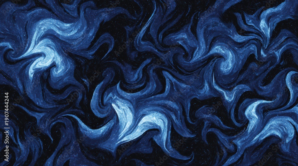 Obraz premium Swirling abstract background featuring deep blue and light blue tones.