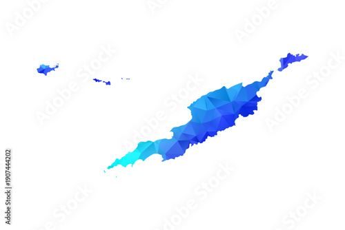 Anguilla map - Polygon Style Vector Illustration in Blue Gradient, Low Poly Geometric Design, Isolated on White Background, Perfect for Infographics, Education, and Modern Presentations.