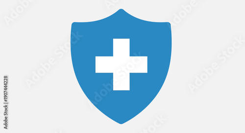 Blue Shield with White Cross Symbolizing Health Protection.