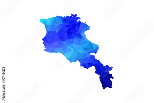 Armenia map - Polygon Style Vector Illustration in Blue Gradient, Low Poly Geometric Design, Isolated on White Background, Perfect for Infographics, Education, and Modern Presentations.