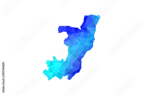 Congo map - Polygon Style Vector Illustration in Blue Gradient, Low Poly Geometric Design, Isolated on White Background, Perfect for Infographics, Education, and Modern Presentations.