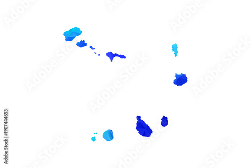Cabo Verde map - Polygon Style Vector Illustration in Blue Gradient, Low Poly Geometric Design, Isolated on White Background, Perfect for Infographics, Education, and Modern Presentations.