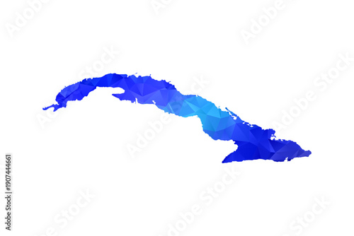 Cuba map - Polygon Style Vector Illustration in Blue Gradient, Low Poly Geometric Design, Isolated on White Background, Perfect for Infographics, Education, and Modern Presentations.