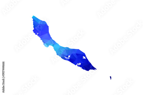 curacao map - Polygon Style Vector Illustration in Blue Gradient, Low Poly Geometric Design, Isolated on White Background, Perfect for Infographics, Education, and Modern Presentations.