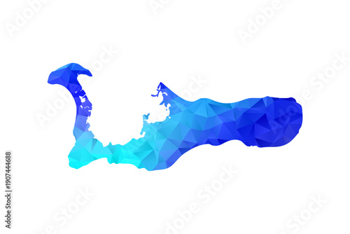 Cayman Islands map - Polygon Style Vector Illustration in Blue Gradient, Low Poly Geometric Design, Isolated on White Background, Perfect for Infographics, Education, and Modern Presentations.