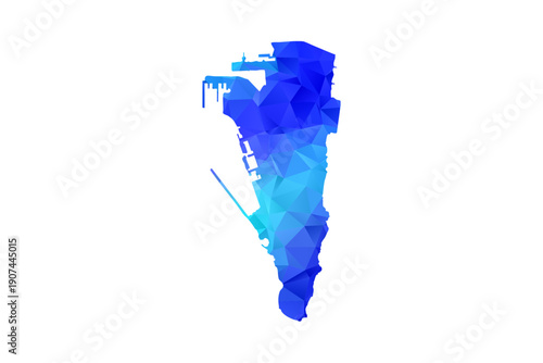 Gibraltar map - Polygon Style Vector Illustration in Blue Gradient, Low Poly Geometric Design, Isolated on White Background, Perfect for Infographics, Education, and Modern Presentations.