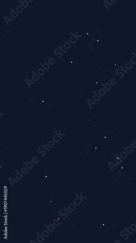 Glowing Dots and Lines Moving on Dark Background