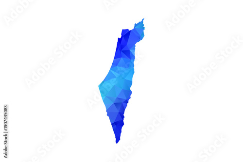 Israel map - Polygon Style Vector Illustration in Blue Gradient, Low Poly Geometric Design, Isolated on White Background, Perfect for Infographics, Education, and Modern Presentations.