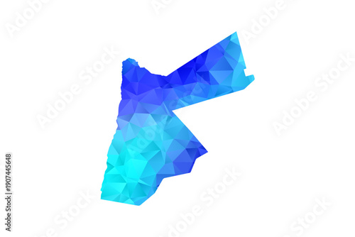 Jordan map - Polygon Style Vector Illustration in Blue Gradient, Low Poly Geometric Design, Isolated on White Background, Perfect for Infographics, Education, and Modern Presentations.
