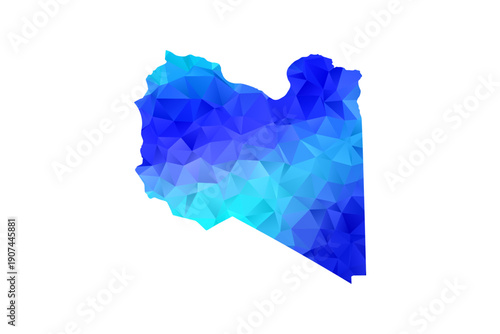 Libya map - Polygon Style Vector Illustration in Blue Gradient, Low Poly Geometric Design, Isolated on White Background, Perfect for Infographics, Education, and Modern Presentations.