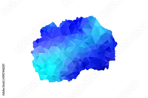 Macedonia map - Polygon Style Vector Illustration in Blue Gradient, Low Poly Geometric Design, Isolated on White Background, Perfect for Infographics, Education, and Modern Presentations.