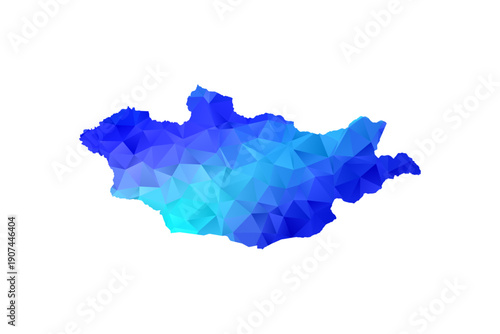 Mongolia map - Polygon Style Vector Illustration in Blue Gradient, Low Poly Geometric Design, Isolated on White Background, Perfect for Infographics, Education, and Modern Presentations.
