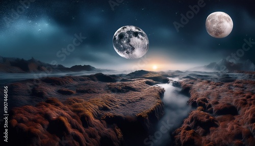 Compression A Dramatic Night Sky Featuring A Super Moon With Detailed Craters And Atmospheric Glow Travel Magazines Destination Branding Designed For Travel Destination Branding