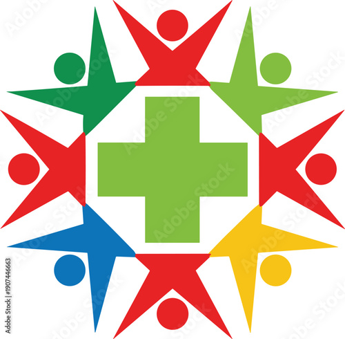 Community healthcare teamwork illustration, diverse collaboration inclusivity wellness concept, health support design artwork concept set -flat vector illustration