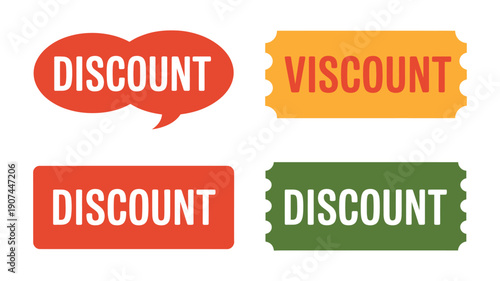 A colorful collection of discount labels and stickers on a white background
