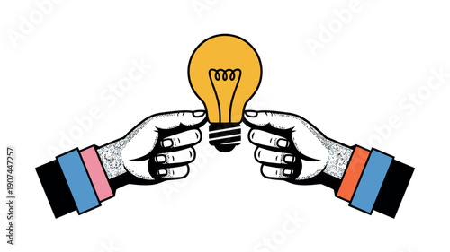 Two hands holding a lightbulb together in a collaborative and creative gesture.