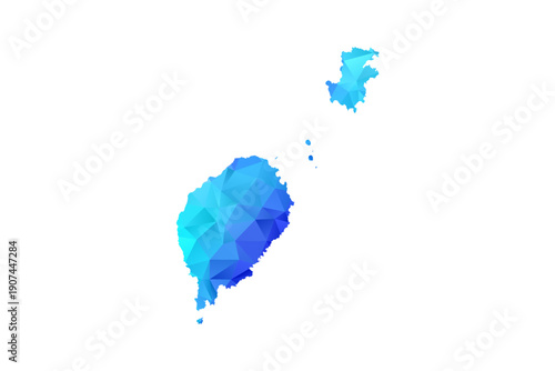 Sao Tome and Principe map - Polygon Style Vector Illustration in Blue Gradient, Low Poly Geometric Design, Isolated on White Background, Perfect for Infographics, Education, and Modern Presentations.