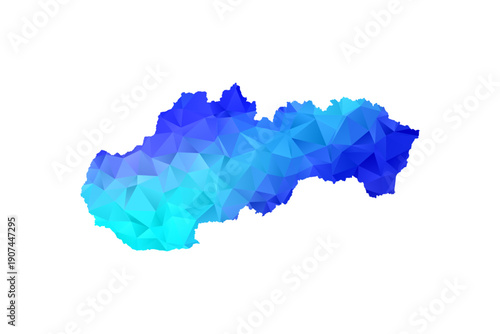 Slovakia map - Polygon Style Vector Illustration in Blue Gradient, Low Poly Geometric Design, Isolated on White Background, Perfect for Infographics, Education, and Modern Presentations.