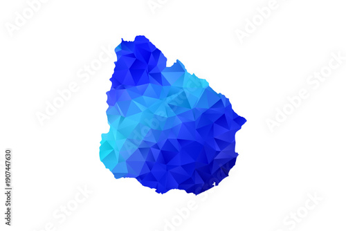 Uruguay map - Polygon Style Vector Illustration in Blue Gradient, Low Poly Geometric Design, Isolated on White Background, Perfect for Infographics, Education, and Modern Presentations.