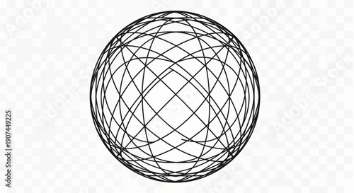 Abstract Geometric Sphere Wireframe Globe Network Connection, Digital Art