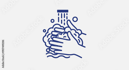 Hands washing with soap and water under a faucet.