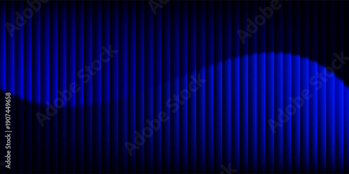 Closed silky luxury blue curtain stage background spotlight beam illuminated. Theatrical drapes. modern eps 10