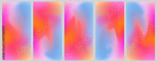 Set of three abstract pink and blue gradient backgrounds with smooth, fluid textures. Vibrant and dynamic, perfect for modern designs, digital art, and creative projects