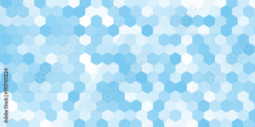 Abstract blue and white hexagon background. Futuristic digital hi-technology banner. Healthcare background. Vector