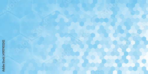Abstract blue and white hexagon background. Futuristic digital hi-technology banner. Healthcare background. Vector