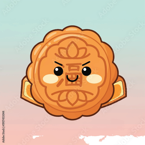 Angry Mooncake Character Illustration Design.