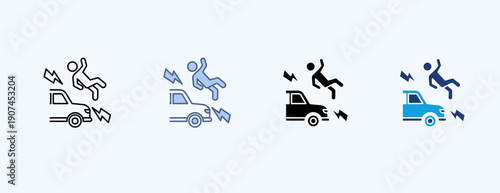 Car Accident Multiple Icon Illustration Vector