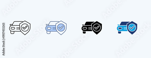 Auto Protection Multiple Icon Illustration Vector