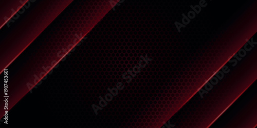 Dark red abstract background with modern and futuristic glowing red geometric shapes and mesh design. High-tech background concept for covers, banners, brochures and presentations. Vector vol. 2